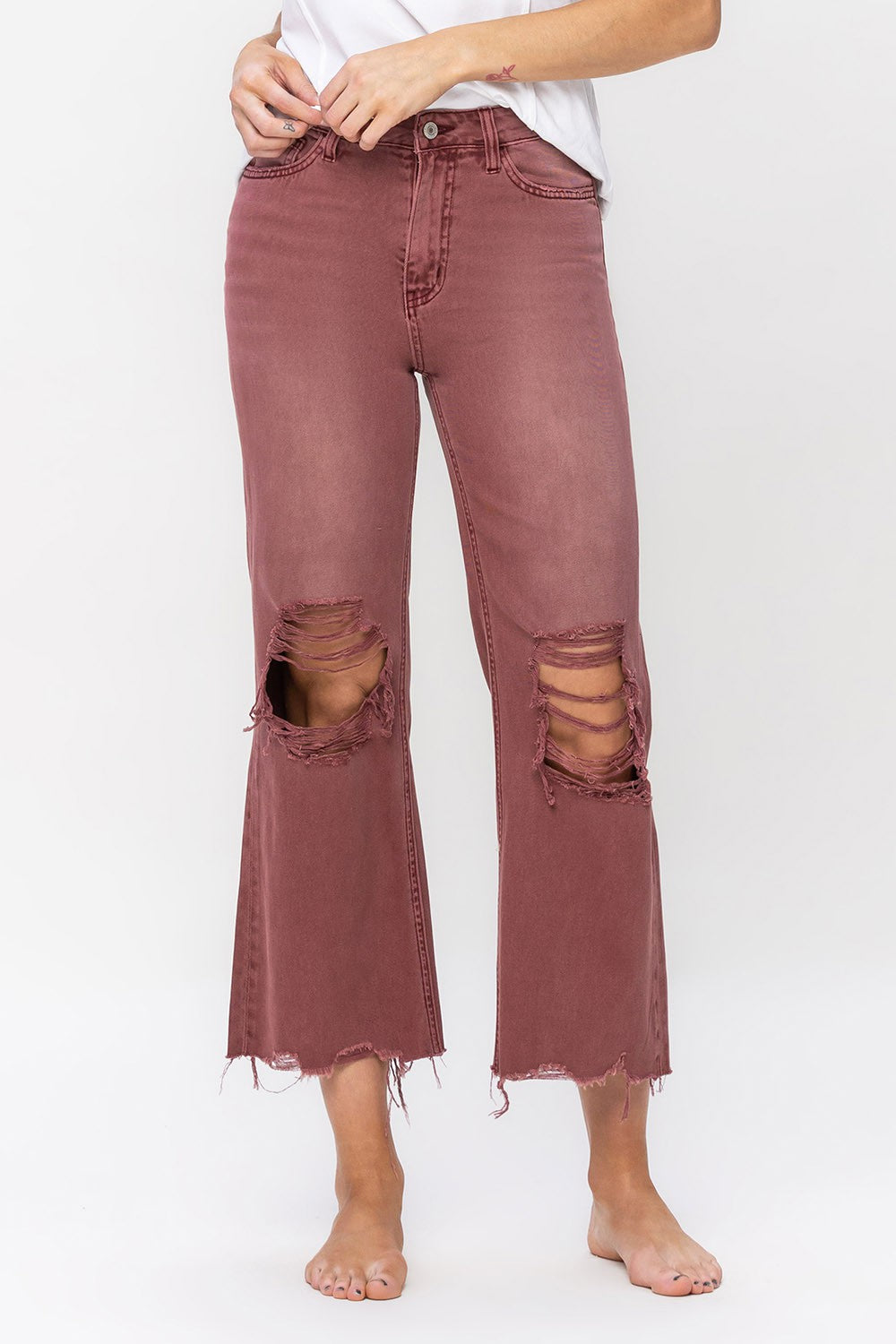 Vervet Russet Brown 90's Vintage Crop Flare Jeans