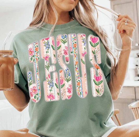 Floral Jesus T- Shirt