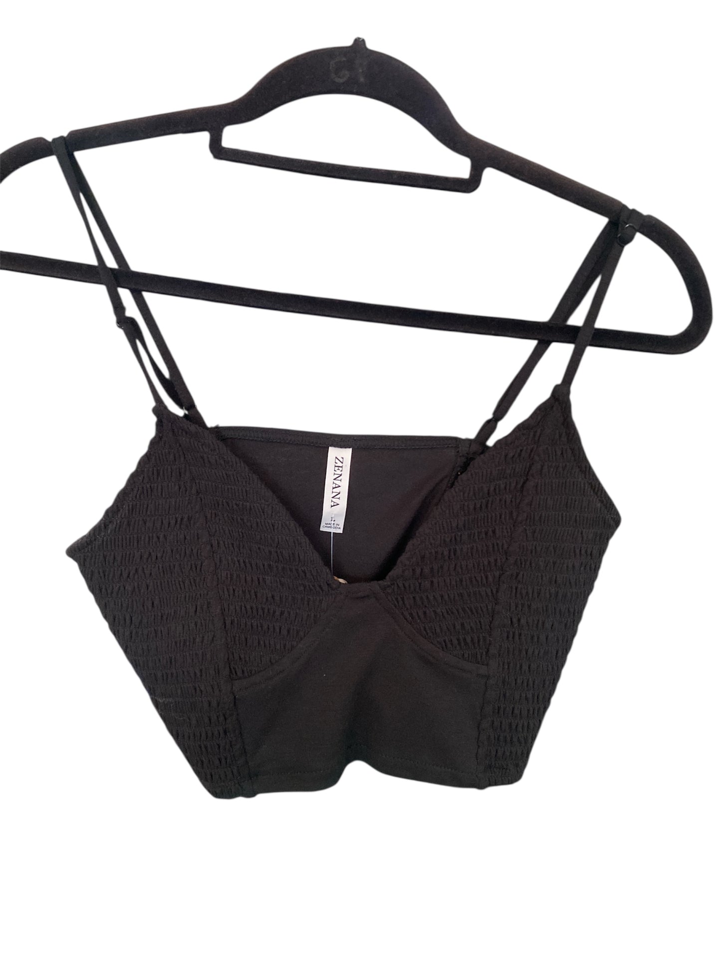 Zenana Black Smocked Triangle Bralette