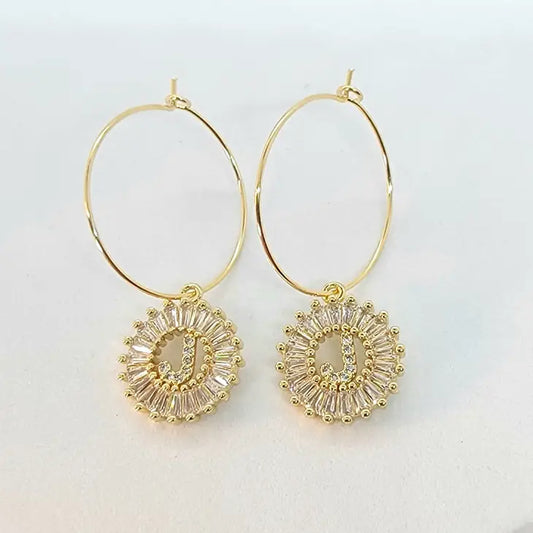 Starburst Initial Hoop Earring