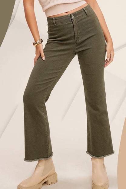 Soft Washed Stretchy High Waisted Flare Pants