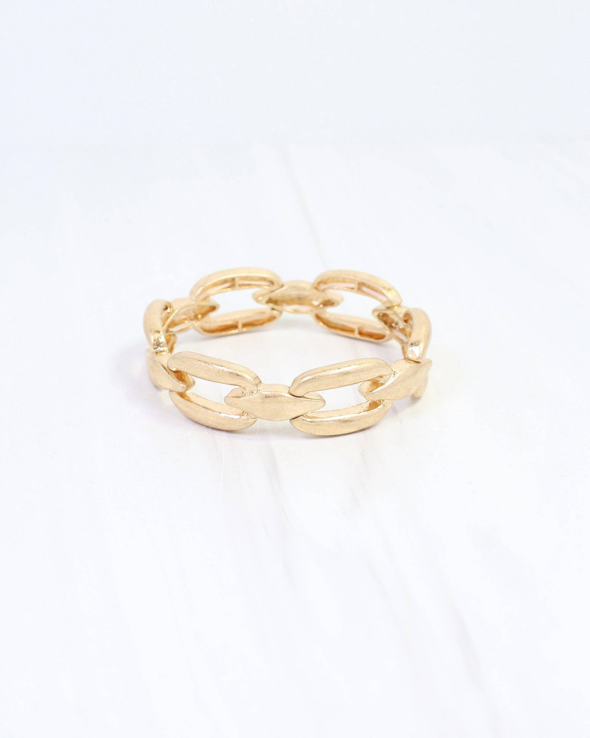 Lesley Link Stretch Bracelet Worn Gold: Default