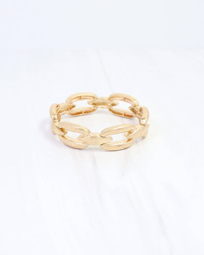 Lesley Link Stretch Bracelet Worn Gold: Default
