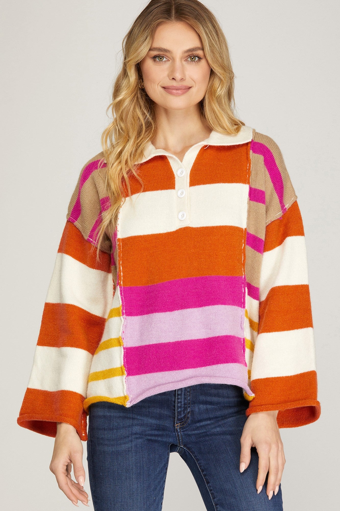 Rust/Pink Multi-Stripe Sweater