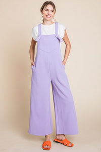 Textured Tie Sleeveless Overall