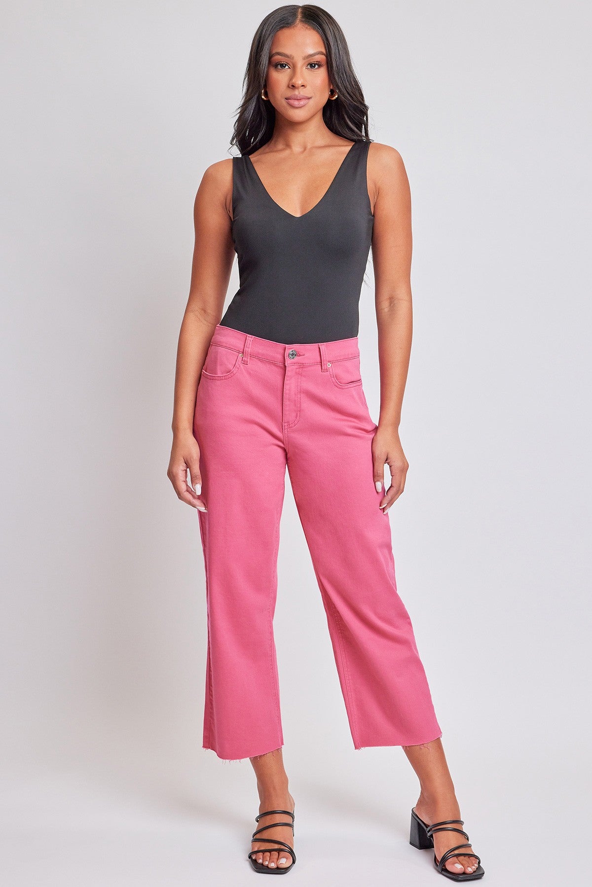 YMI High Rise Cropped Wide Leg Trousers