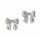 Silver Ribbon Bow Earrings