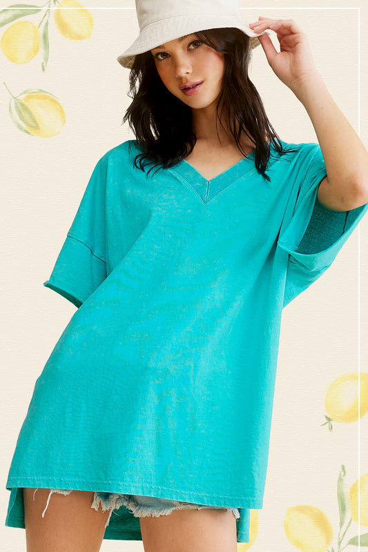 The sierra  Aqua Mineral Washed Oversized Top