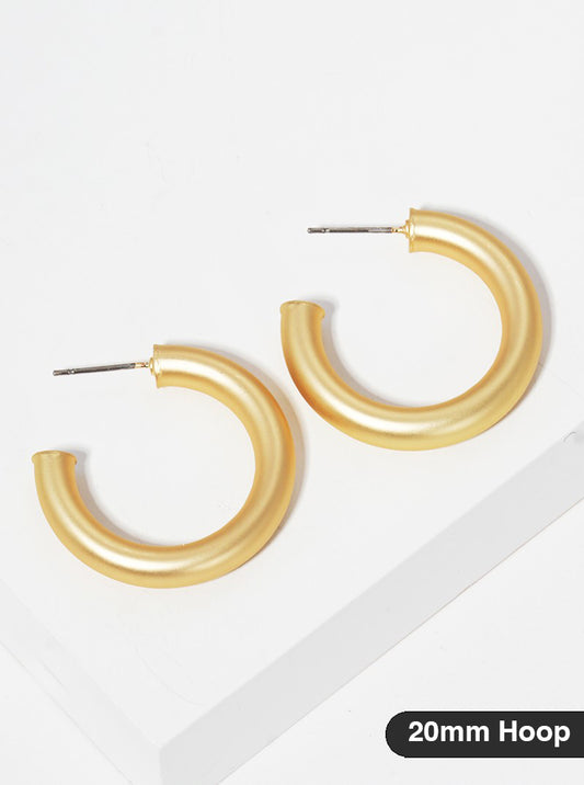 20mm Bold Brass Hollow Hoop Earrings
