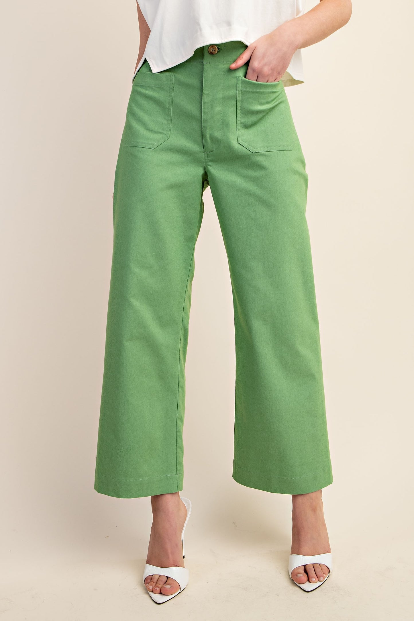 Apple Green Ankle Cropped Summer Pants
