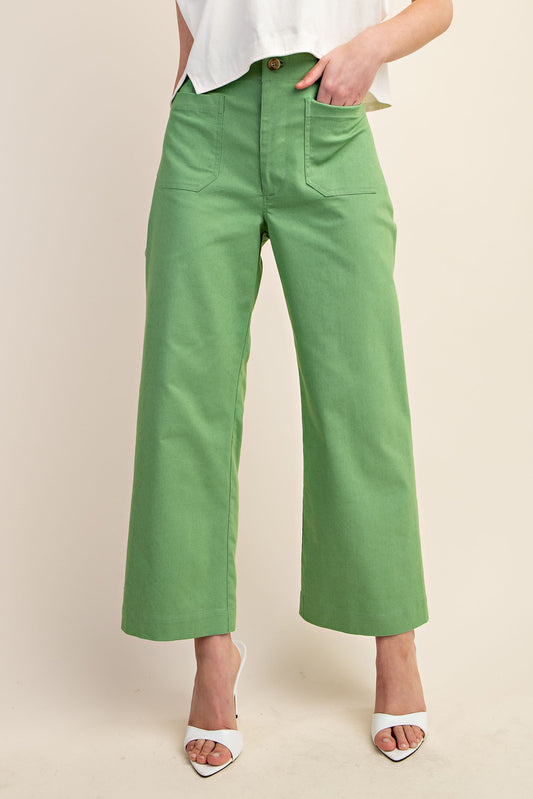 Apple Green Ankle Cropped Summer Pants