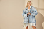 Boho Side Detail Oversized Denim Jacket