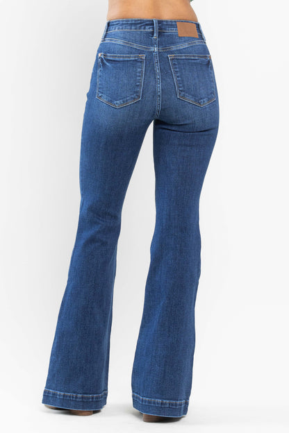 Judy Blue Medium Denim Wide Hem Flares