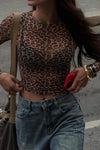 Leopard Mesh Sheer Top