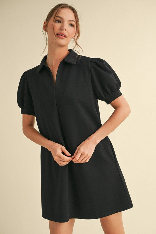 Jaylee Black Collar Dress With Pockets