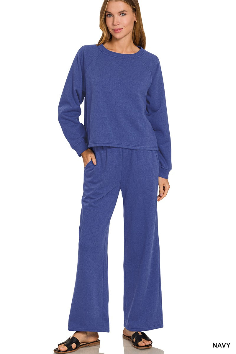 Navy Fleece Raglan Sleeve Pullover & Sweatpants Set