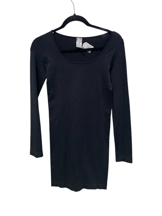 Solid Black Fitted Long Sleeve Dress