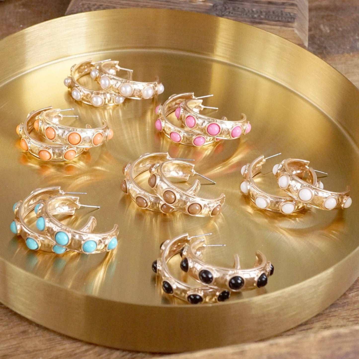 Jeweled Bubble Hoop Earrings – Colorful Acrylic Cabochons