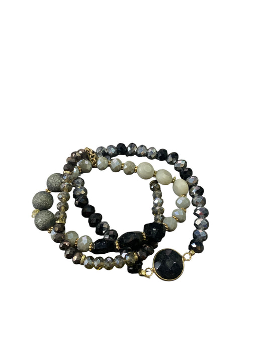 Grey/Black Mix Beaded Bracelet Set
