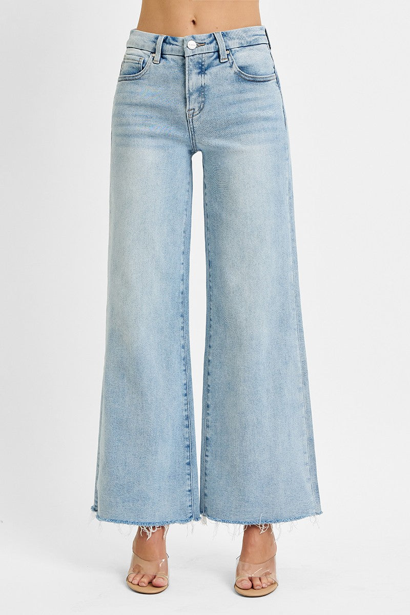 Risen Tummy Control Mid Rise Wide Jeans