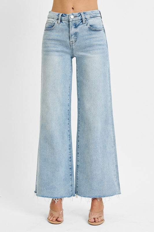 Risen Tummy Control Mid Rise Wide Jeans
