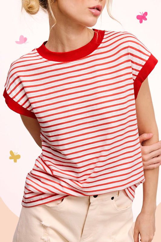 The Emery Cap Sleeve Stripped Top