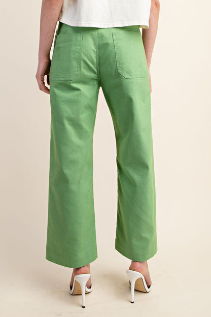 Apple Green Ankle Cropped Summer Pants