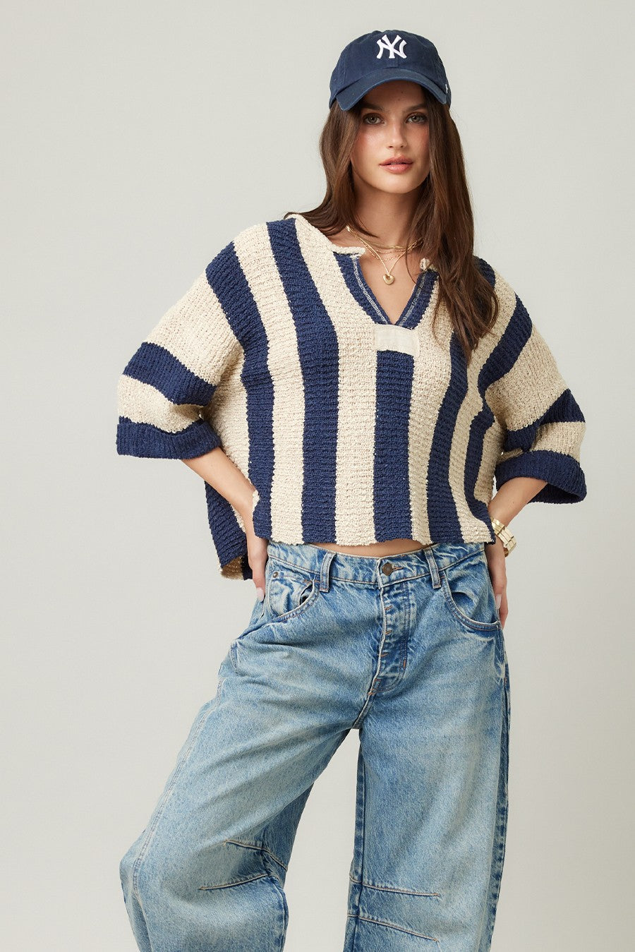 Navy Vertical Stripe Sweater