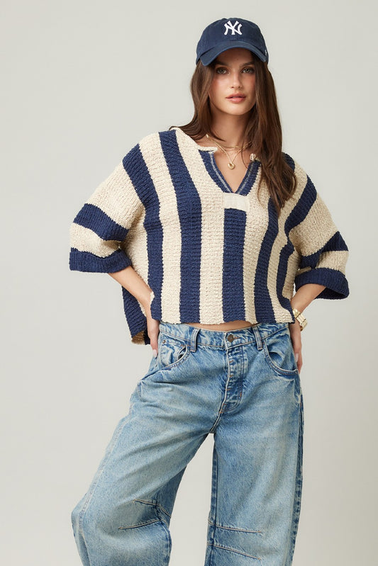 Navy Vertical Stripe Sweater