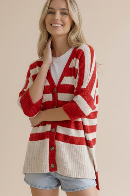 V-Neck Button Down Oversized Sweater