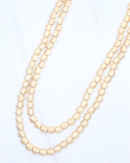 BellaMar Beaded Nugget Necklace Worn Gold: Default