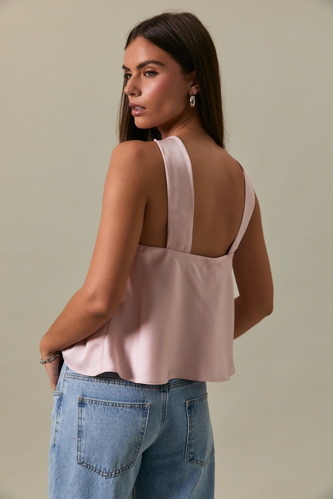 The Molly Pink Satin Strapless Scarf Top
