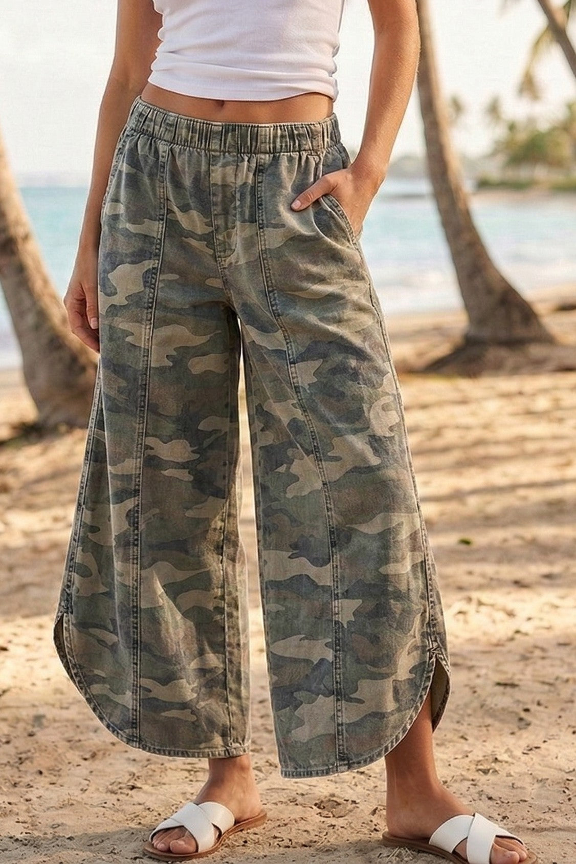 Tulip Washed Denim Relaxed Fit Jean Camo