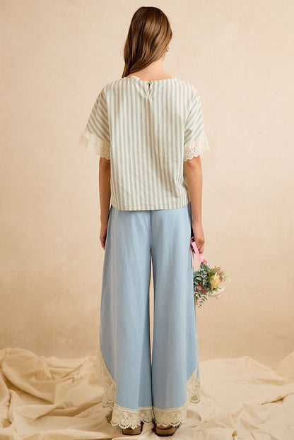 Wide Leg Crochet Lace With Tulip Hem Jeans
