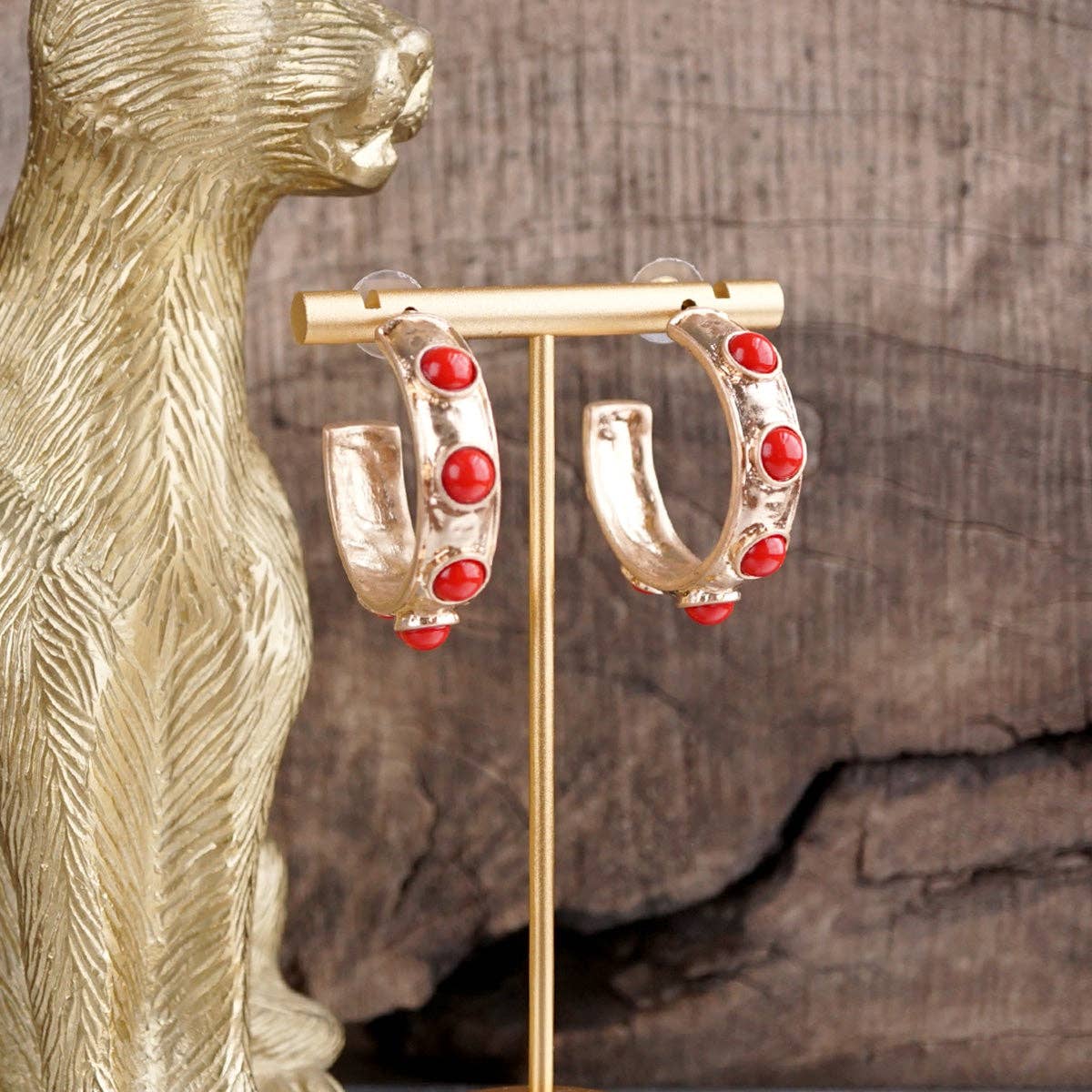 Jeweled Bubble Hoop Earrings – Colorful Acrylic Cabochons