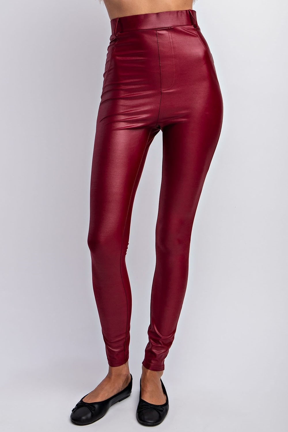 Solid Stretch Faux Leather Pants
