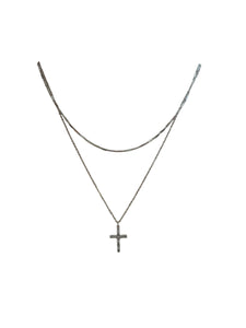 Silver teared necklace with cz Cross