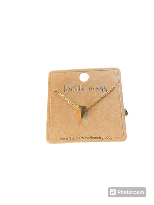 Tiny Gold Letter Necklace