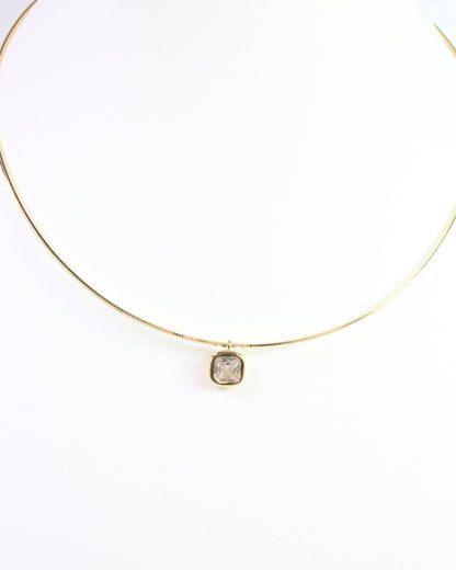 Farah Square CZ Chain Necklace WR Gold: Default