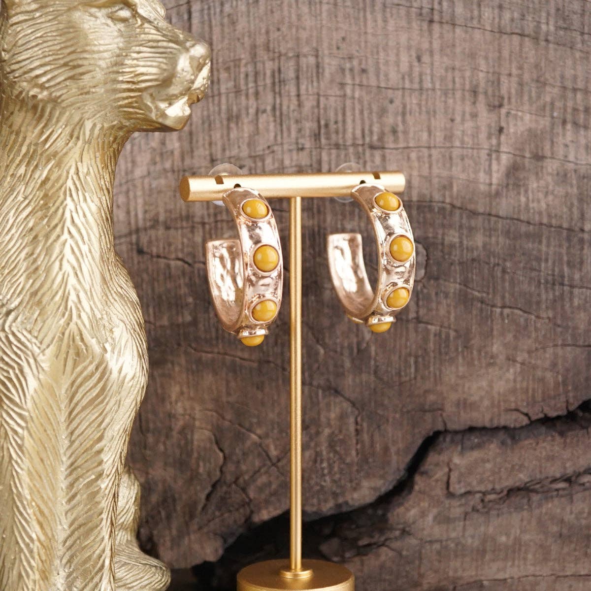 Jeweled Bubble Hoop Earrings – Colorful Acrylic Cabochons