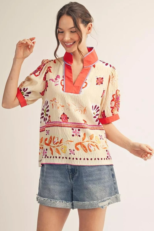The Clarice Boho Floral Top