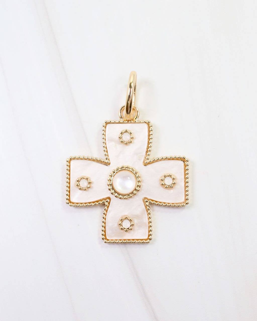 Cayce Small Cross Charm Mother Of Pearl