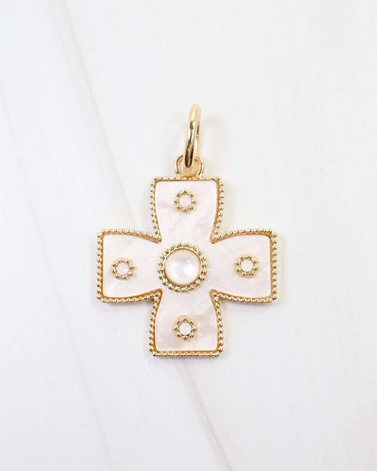 Cayce Small Cross Charm Mother Of Pearl