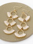 3 Tier Glass Beads Fan Shaped Cascading Drop Earrings