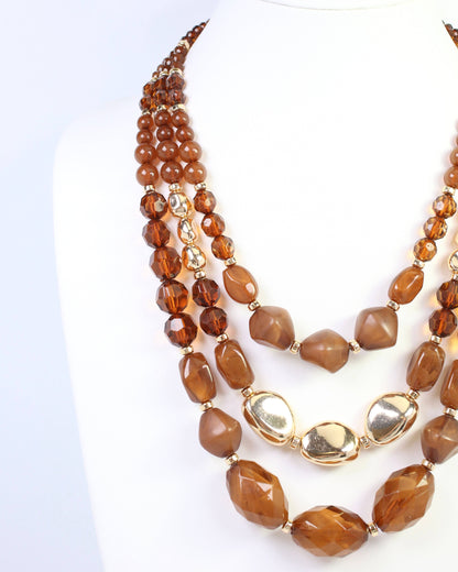 Adalee Beaded Necklace Brown: Default