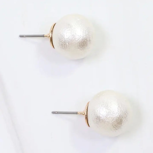 Alina Textured Pearl Stud Earring Cream