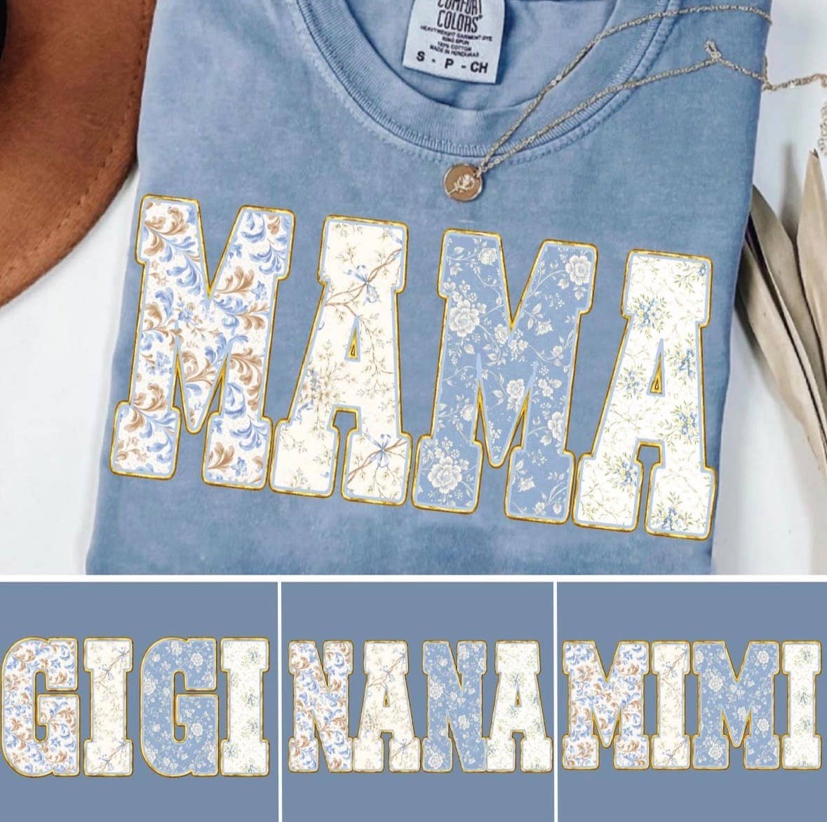 Blue Toile 'Mimi' T-Shirt