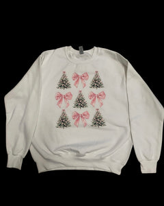 Pink Christmas Bow and Tree Sweatshirt