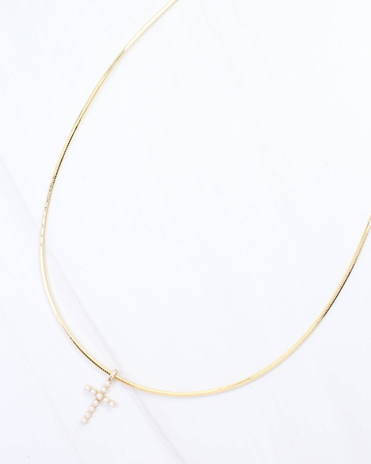 Marianne Pearl Cross Necklace WR Gold: Default