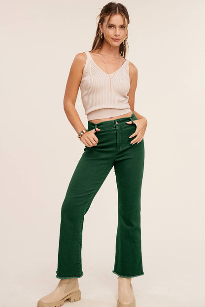 Soft Washed Stretchy High Waisted Flare Pants